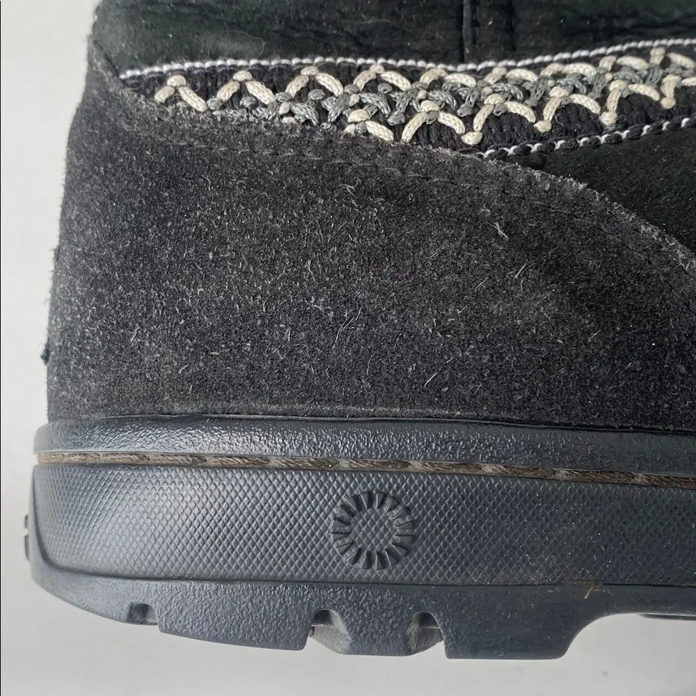WOMEN'S UGG SUNDANCE REVIVAL BRAID BLACK TALL BOOT Sz 6 Boho Western Winter